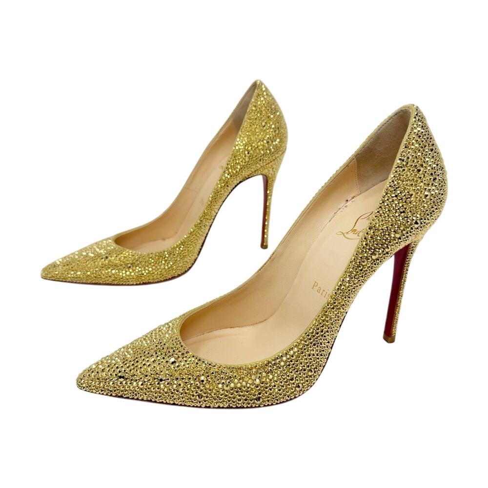 Christian Louboutin Kate Strass Crystal Pointed Toe Heels Womens Size EU 39